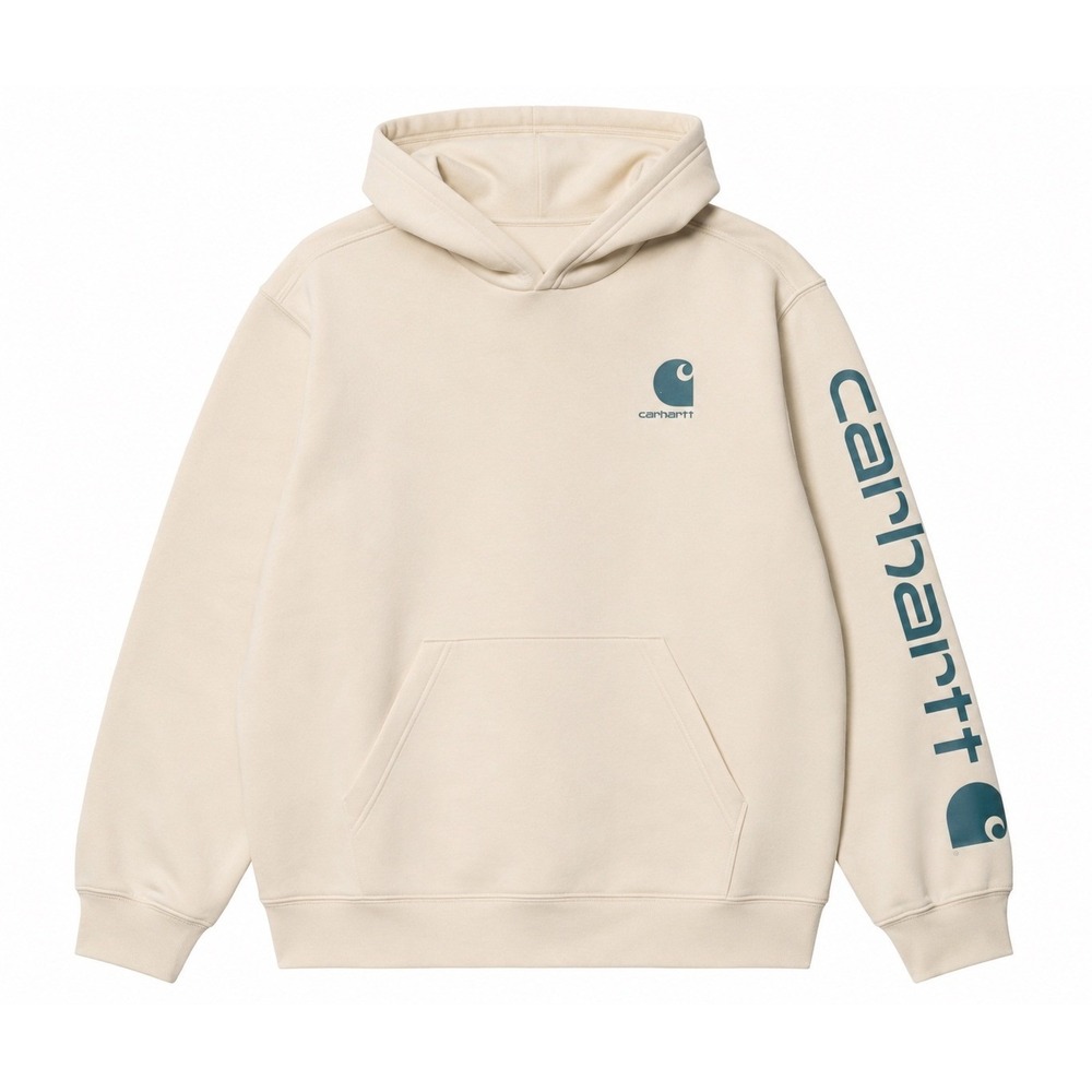 Carhartt Girls Midweight Fleece Hoodie Turtledove Cream Logo Sweatshirt Sz L 12